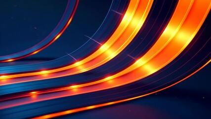 Aufkleber - Glowing Orange Lines on a Dark Blue Background with Particles