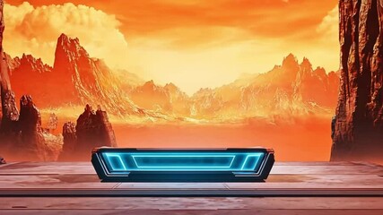 Futuristic platform in alien landscape.  Possible use  Sci-fi product display