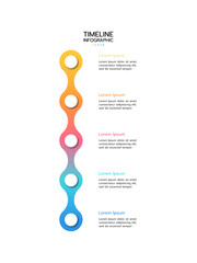 Wall Mural - 5 elements placed in vertical row. concept of 5 successive steps of project development process. fla