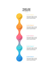 Wall Mural - 5 elements placed in vertical row. concept of 5 successive steps of project development process. fla