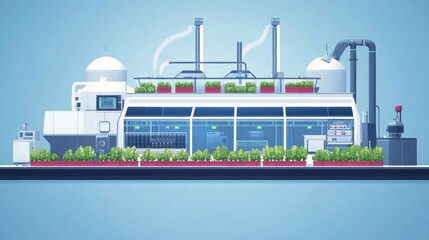 Aufkleber - Futuristic smart farm showcasing advanced robotic harvesters and hydroponic systems for modern agriculture