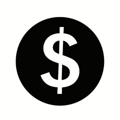 Wall Mural - White Dollar Symbol on Black Circle
