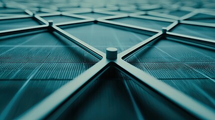 Interconnected network of lines on textured surface with blurry background, used in business