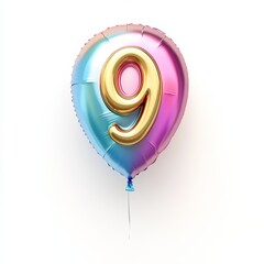 Poster - balloon with number '9' on white background