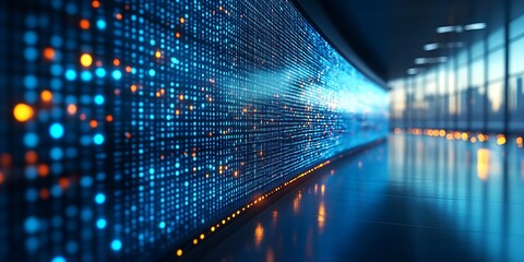 digital data wall, office, future tech