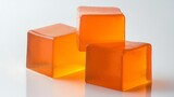 Three translucent orange cubes