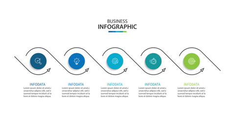 Wall Mural - vector infographic label design with circle infographic template design and 5 options or steps.