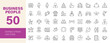 © Dear Lala - Business people icon set. Business related line icons: leadership, teamwork, meeting, workshop, employee, career, partnership, headhunting and more. Editable stroke. Vector illustration.