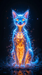  Glowing Cat with Mystical Energy, and Dark BG.