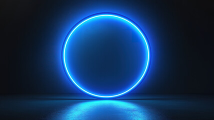 Wall Mural - blue illuminated circle with light at the core, offering a sleek, modern visual