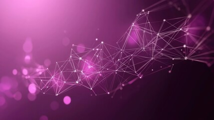 Wall Mural - abstract network of connected lines and dots on a pink bokeh background for technology concepts