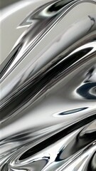 Wall Mural - abstract video of smooth, reflective metallic waves. close-up angle highlights fluid motion and shim