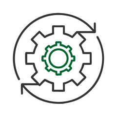 Gear rotation icon for system automation and process