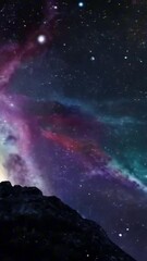 Wall Mural - vertical 9:16 A lone cosmic floating asteroid. The vast expanse of the universe surrounds it, distant galaxies swirling in the background. Celestial fantasy aesthetic