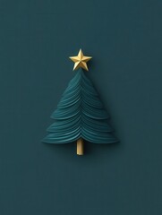 Wall Mural - a simple and elegant. icon of a christmas tree with a gold star on top. perfect for holiday branding