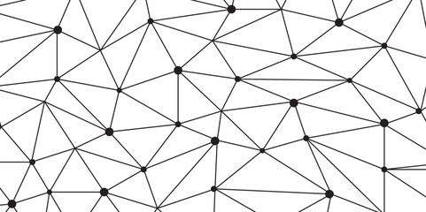 Leinwandbilder - Abstract geometric background with connecting dots and lines with low poly triangle shapes. Polygonal Mesh Background Vector design digital technology concept Global network connection data structure.