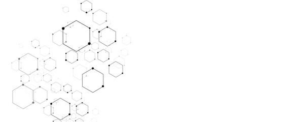 Leinwandbilder - Vector hexagons pattern. Geometric abstract background with simple hexagonal elements. Medical, technology or science design