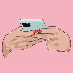 Hand Using Smartphone Illustration