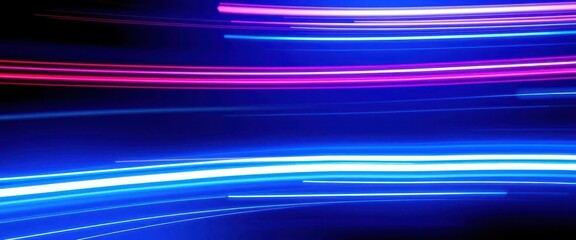 Wall Mural - abstract streaks of vibrant blue light on a dark background, dynamic and energetic, glow, ray