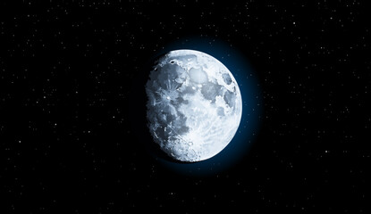 Wall Mural - full moon and bright stars. starry night sky background.