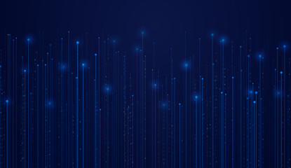 Vector binary code dark blue background. Coding or Hacker concept. Big data and programming hacking, deep decryption and encryption, computer streaming numbers 1,0.