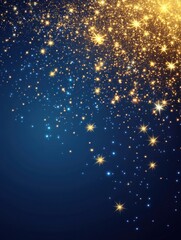 Wall Mural - abstract christmas background with falling snowflakes and sparkling stars on blue background with em