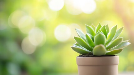 Poster - Potted succulent plant with vibrant green leaves capturing the essence of nature indoors : Generative AI
