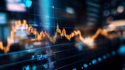 Aufkleber - Close up of financial graph showing upward trend in stock prices with vibrant orange data line : Generative AI