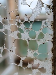 Poster - Close up of peeling paint on a glass window creating a textured abstract background : Generative AI