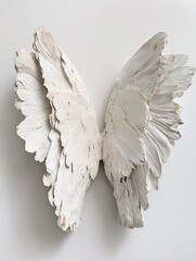 Aufkleber - Elegant wall decor piece featuring a stunning large white butterfly made from textured materials : Generative AI