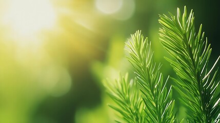 Poster - CloseUp Image of Pine Needles Glowing in Soft Natural Light : Generative AI