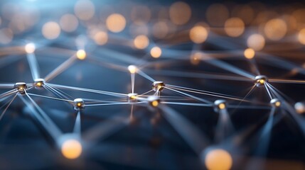 Fototapete - A network of interconnected lines and nodes representing advanced technology and digital connectivity showcasing innovation : Generative AI