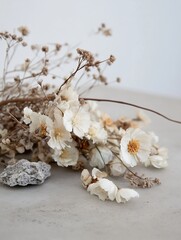Poster - Dried flowers and foliage arranged artistically showcasing subtle beauty and tranquil aesthetics : Generative AI