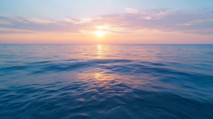 Poster - Tranquil ocean sunset reflecting vibrant colors on calm water surface at dusk : Generative AI
