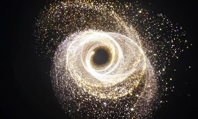 Wall Mural - luxury glitter light circle trail sparkling star dust spiral particle effect animation isolated on b