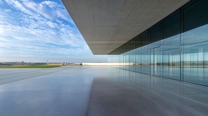 Poster - Modern Architectural Design Featuring Glass and Concrete with Open Space and Natural Light : Generative AI