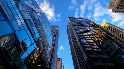 Poster - Stunning View of HighRise Buildings Against Dramatic Skyscraper Background : Generative AI