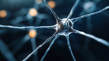 Poster - Close up view of a neuron showcasing its intricate structure and connections in a stunning abstract representation : Generative AI