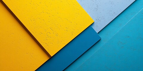 Wall Mural - abstract colorful paper cut, blue, yellow overlapping paper stripes texture background