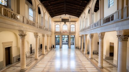 Aufkleber - Stunning interior view of a grand hall featuring majestic columns and architectural beauty : Generative AI