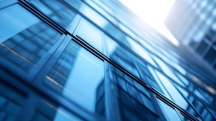 Leinwandbilder - Modern Glass Building Reflecting Light Against a Clear Blue Sky and Urban Environment : Generative AI