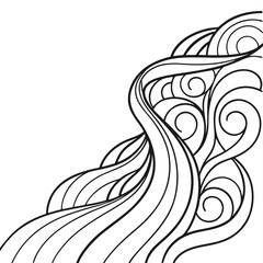 black wave lines and wavy zigzag seamless pattern lines isolated on a white background..