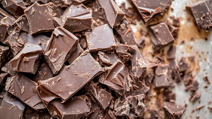 Aufkleber - CloseUp of Roughly Chopped Dark Chocolate Pieces on Kitchen Counter Ready for Baking or Snacking : Generative AI