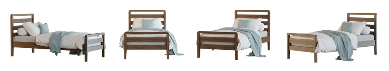Poster - Bed isolated on transparent background. 3D render.