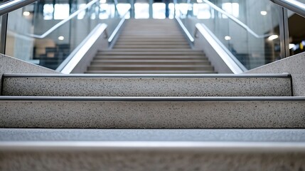 Poster - View of Modern Staircase with Sleek Design Leading Upwards Towards Bright Open Space : Generative AI