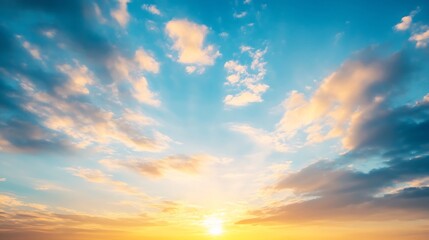 Aufkleber - Stunning sunset sky over a horizon featuring vibrant colors and soft clouds illustrating the beauty of nature's wonders : Generative AI