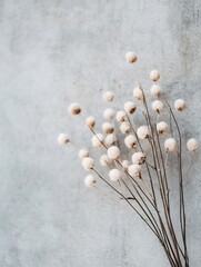 Aufkleber - Artistic still life of delicate dried flowers against a textured blue background for a calming aesthetic : Generative AI