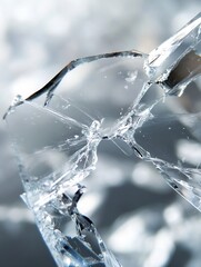 Leinwandbilder - Closeup fracture of broken glass capturing intricate details and textures for artistic visual storytelling : Generative AI