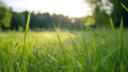 Aufkleber - Closeup of tall grasses swaying gently in the sunlight on a warm summer day : Generative AI