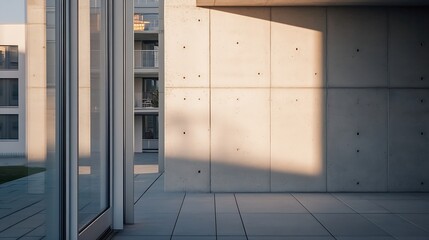 Aufkleber - Modern architectural structure with concrete walls and natural light streaming through windows : Generative AI